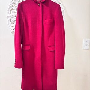 Burberry red wool/angora/cashmere blend long coat Size US 4/UK 6